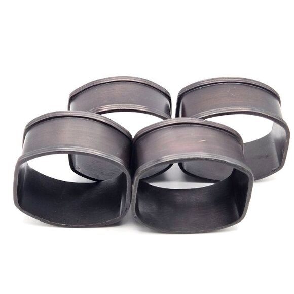 Set of 4 Napkin Rings Classic Look Brushed Bronze/Copper Raised Rim Edges - Picture 1 of 8